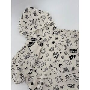 Wonder Nation Kids Off White Hoodie Size S (6-6X) Doodle Print Casual Sweatshirt